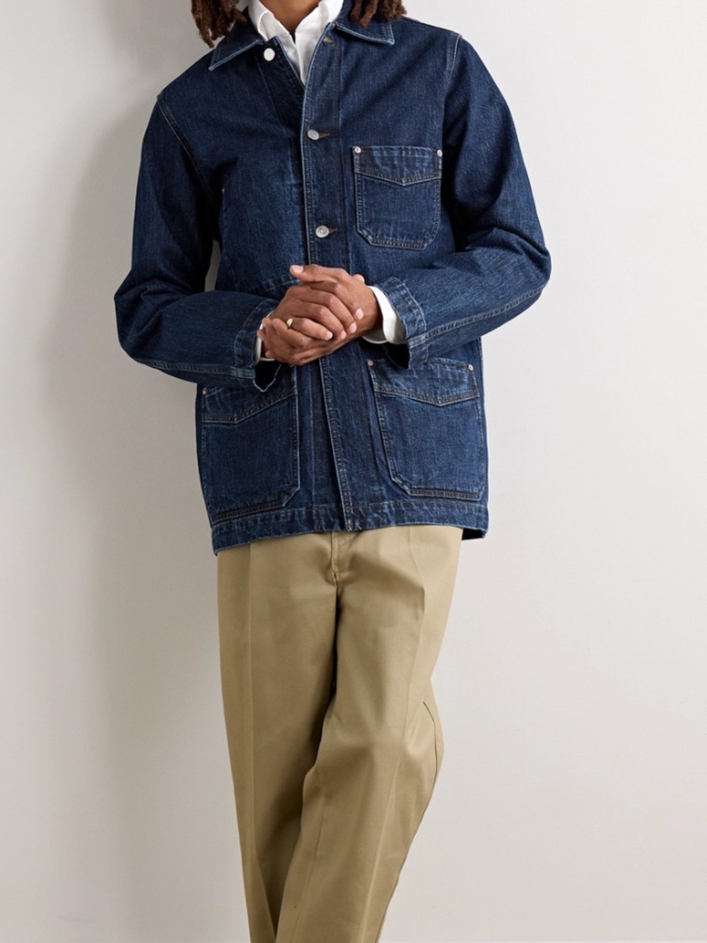 Drake’s Stone Wash Selvedge Denim Five-Pocket Chore Jacket size 38 (medium)